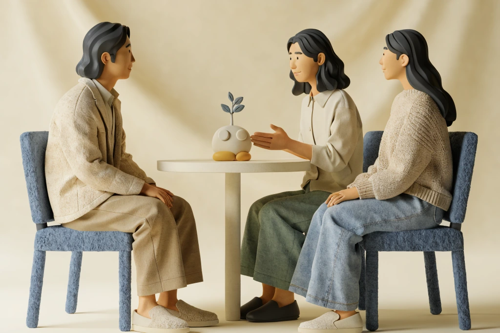 난임 시술비 지원 상담을 받는 부부와 의료진을 표현한 일러스트